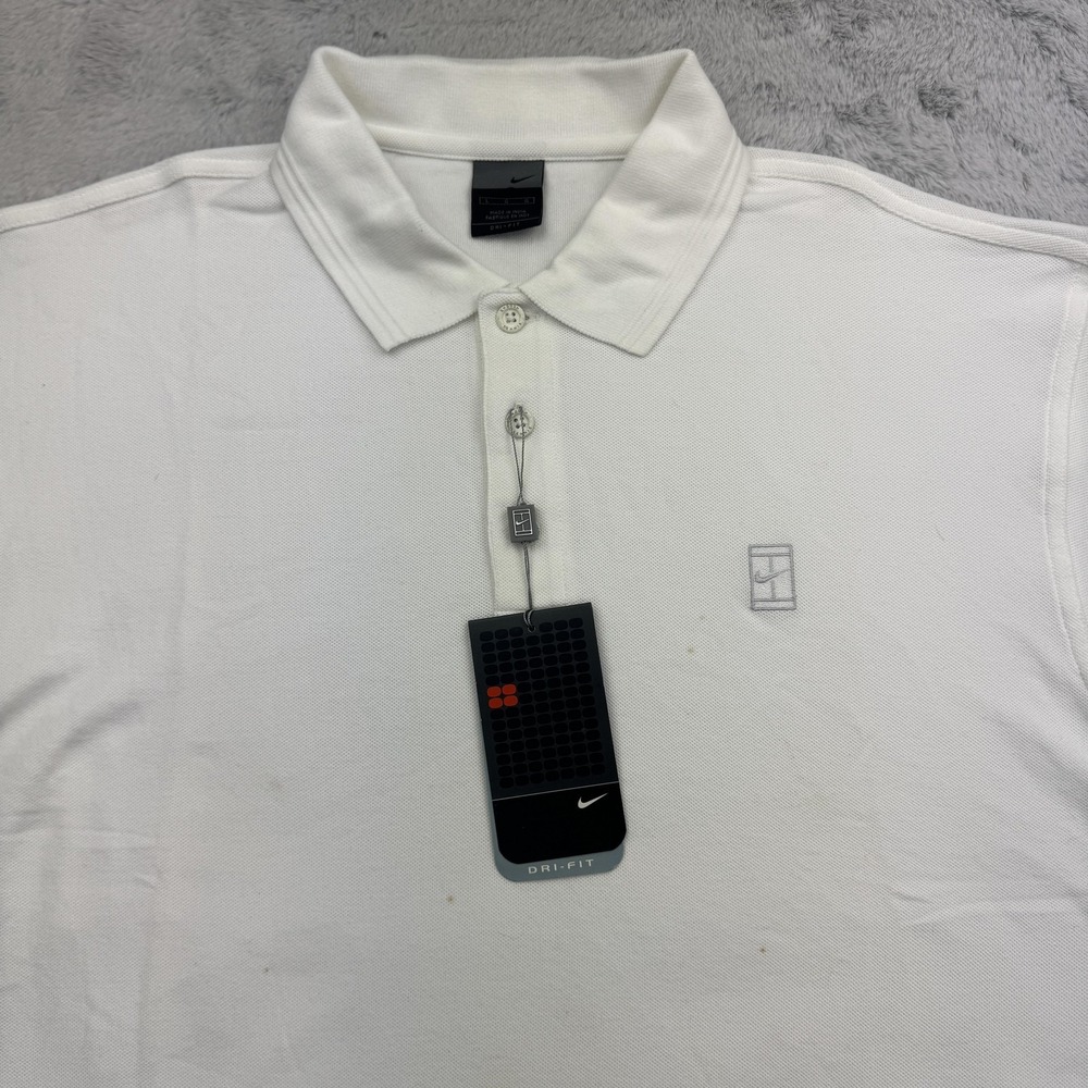 Vintage Nike Challenge Court Polo Shirt Mens Large White Dri-FIT Tennis Logo - Picture 2 of 15
